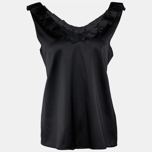 Moschino Cheap and Chic Black Sateen Pleated Neck Trim Tank Top M - Moschino Cheap and Chic - Modalova