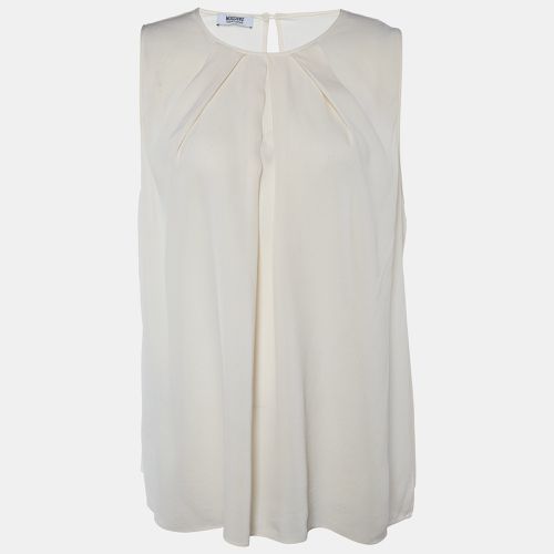 Moschino Cheap and Chic Cream Silk Pleated Sleeveless Top M - Moschino Cheap and Chic - Modalova