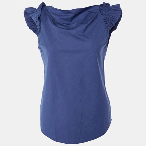 Moschino Cheap and Chic Navy Blue Cotton Ruffle Sleeve Detail Top S - Moschino Cheap and Chic - Modalova