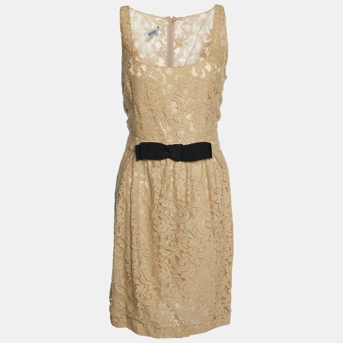 Moschino Cheap and Chic Beige Lack Bow Detail Sleeveless Midi Dress L - Moschino Cheap and Chic - Modalova