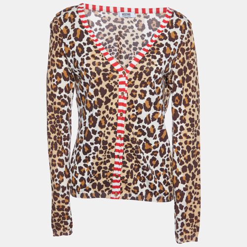 Moschino Cheap and Chic Brown Animal Printed Cotton Knit Cardigan M - Moschino Cheap and Chic - Modalova