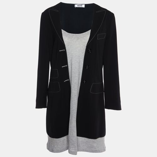 Moschino Cheap and Chic Black Crepe & Cotton Knit Blazer Style Mini Dress L - Moschino Cheap and Chic - Modalova