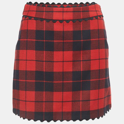 Moschino Cheap and Chic Red Checked Wool Mini Skirt S - Moschino Cheap and Chic - Modalova