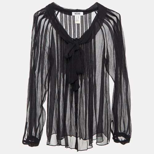 Moschino Cheap and Chic Black Crepe Pleated Sheer Blouse S - Moschino Cheap and Chic - Modalova