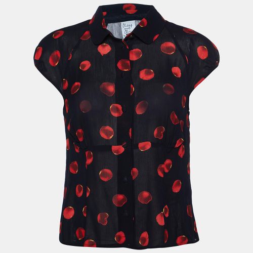 Moschino Cheap and Chic Black Printed Crepe Button Front Top L - Moschino Cheap and Chic - Modalova