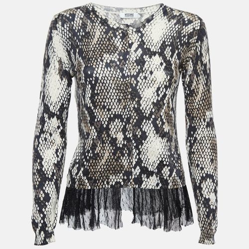 Moschino Cheap and Chic Black Snake Print Ruffled Cardigan Top M - Moschino Cheap and Chic - Modalova