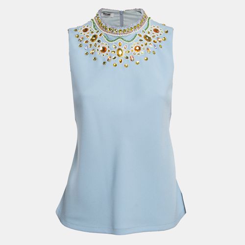 Moschino Cheap and Chic Blue Embellished Crepe Sleeveless Top S - Moschino Cheap and Chic - Modalova