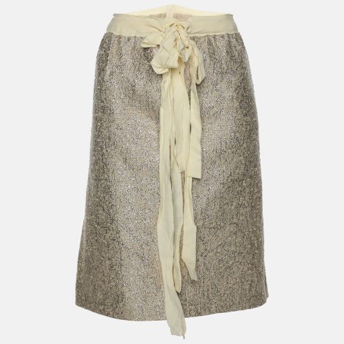 Moschino Cheap and Chic Gold/Cream Lurex Blend Midi Skirt M - Moschino Cheap and Chic - Modalova