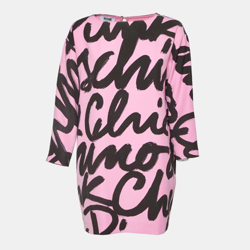 Moschino Cheap and Chic Pink Logo Print Crepe Tunic Top M - Moschino Cheap and Chic - Modalova