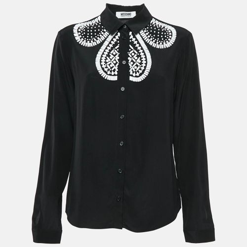 Moschino Cheap and Chic Black Beads Embellished Silk Shirt M - Moschino Cheap and Chic - Modalova