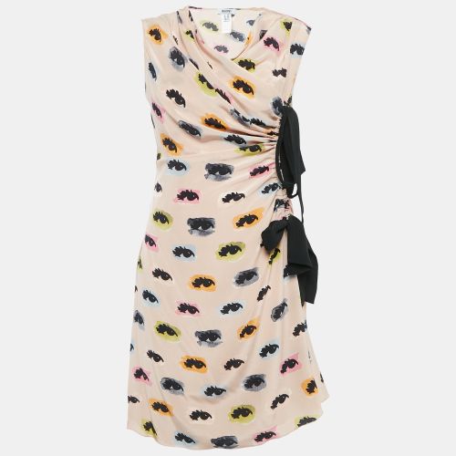 Moschino Cheap and Chic Pink Eye Print Silk Draped Midi Dress M - Moschino Cheap and Chic - Modalova