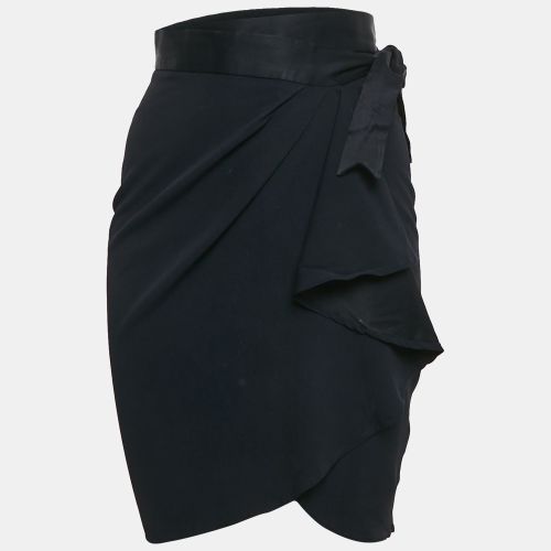 Moschino Navy Blue Sateen Ruffled Wrap Skirt M - Moschino Cheap and Chic - Modalova