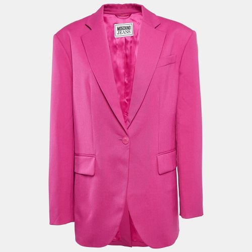 Moschino M05CH1N0 Jeans Fuchsia Pink Gabardine Oversized Blazer S - Moschino Jeans - Modalova