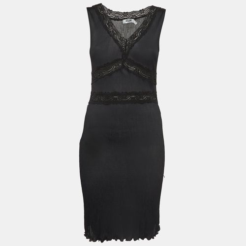 Moschino Jeans Black Lace Trim Stretch Crepe Sleeveless Mini Dress M - Moschino Jeans - Modalova