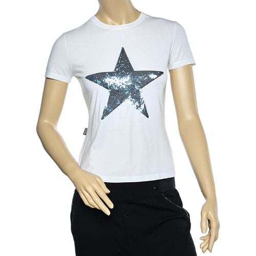 Moschino Jeans White Cotton Star Embellished Short Sleeve T-Shirt M - Moschino Jeans - Modalova