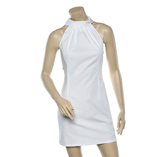 Moschino Jeans White Cotton Halter Neck Collared Mini Dress M - Moschino Jeans - Modalova