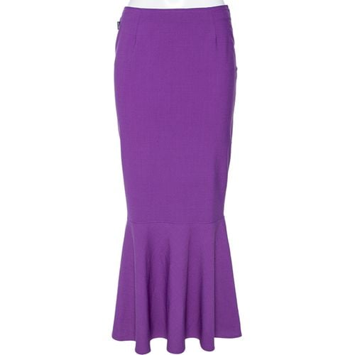 Moschino Jeans Purple Wool Blend Ruffle Hem Midi Skirt S - Moschino Jeans - Modalova