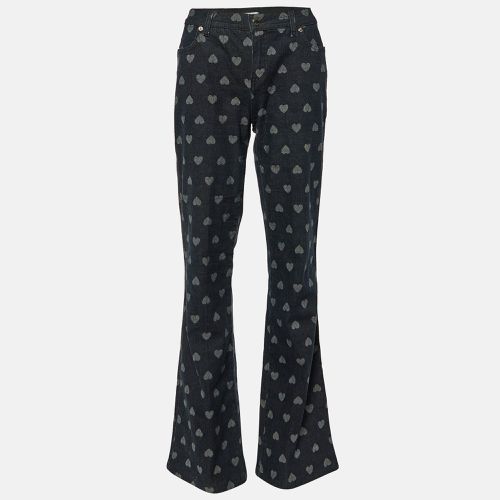 Moschino Jeans Dark Blue Hearts Patterned Denim Flared Jeans L Waist 28" - Moschino Jeans - Modalova