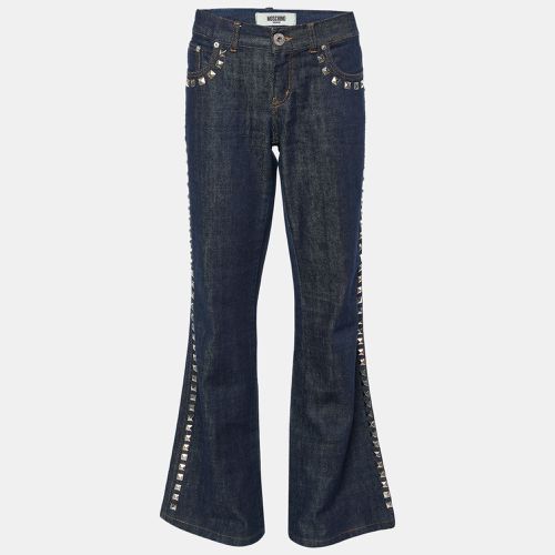 Moschino Jeans Navy Blue Denim Studded Wide Leg Jeans L - Moschino Jeans - Modalova