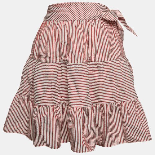 Moschino Jeans White/Red Stripe Crepe Tiered Short Skirt S - Moschino Jeans - Modalova