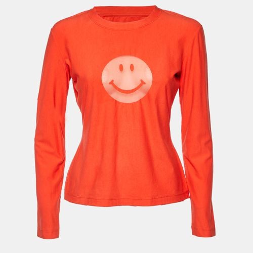 Moschino Jeans Orange Smile Print Cotton Blend Knit T-Shirt L - Moschino Jeans - Modalova