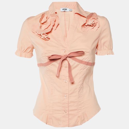 Moschino Jeans Peach Cotton Flower Detail Button Front Shirt M - Moschino Jeans - Modalova