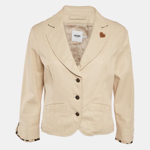 Moschino Jeans Beige Leather Jacket L - Moschino Jeans - Modalova