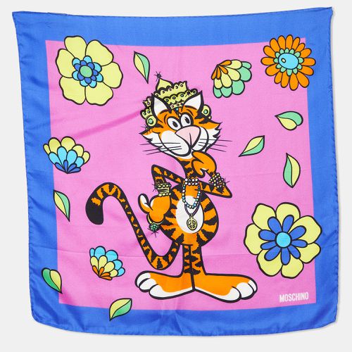 Tiger Printed Silk Square Scarf - Moschino - Modalova