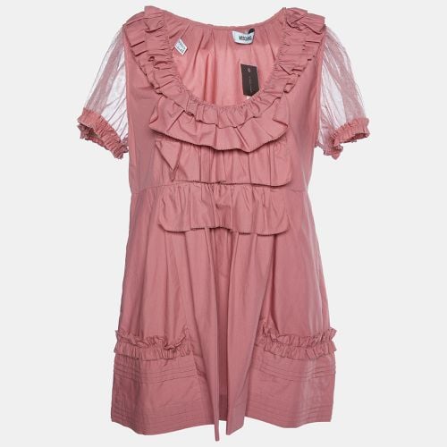 Moschino Pink Cotton Ruffle Detail Top L - Moschino - Modalova