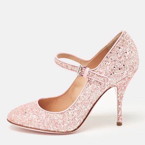 Moschino Pink Glitter and Patent Leather Mary Jane Pumps Size 38 - Moschino - Modalova