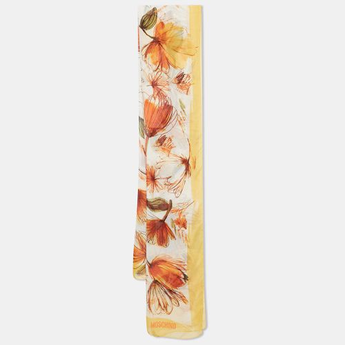 Moschino Larioseta Yellow Floral Print Silk Stole - Moschino - Modalova