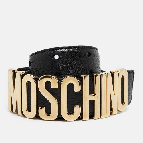 Moschino Black Leather Classic Logo Waist Belt - Moschino - Modalova