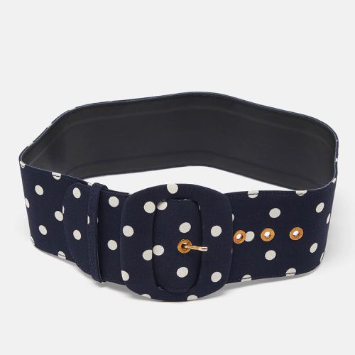 Moschino Navy Blue/White Polka Dot Buckle Wide Belt - Moschino - Modalova