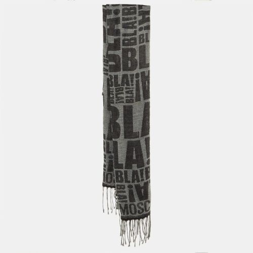 Moschino Grey Bla Bla Wool Blend Fringed Stole - Moschino - Modalova