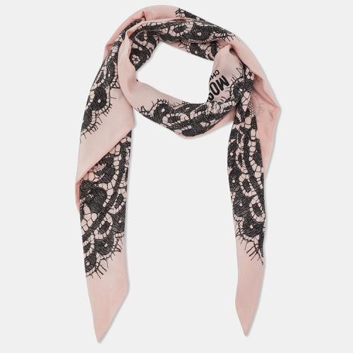 Moschino Pink Lace Printed Silk Triangular Scarf - Moschino - Modalova