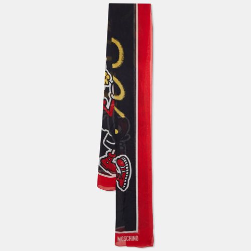 Moschino Black/Red Olive Oyl Print Silk Stole - Moschino - Modalova