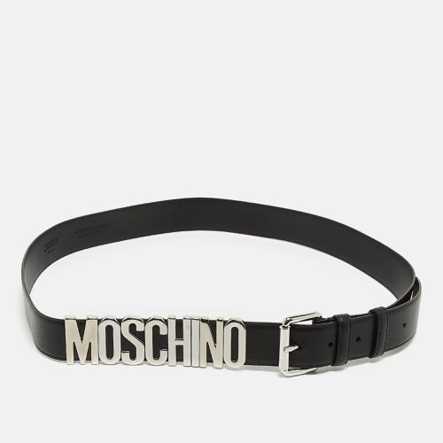 Moschino Black Leather Classic Logo Buckle Belt - Moschino - Modalova