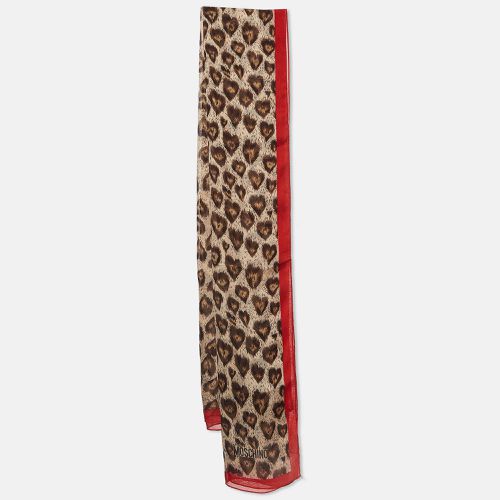 Moschino Larioseta Brown/Red Leopard Print Silk Scarf - Moschino - Modalova