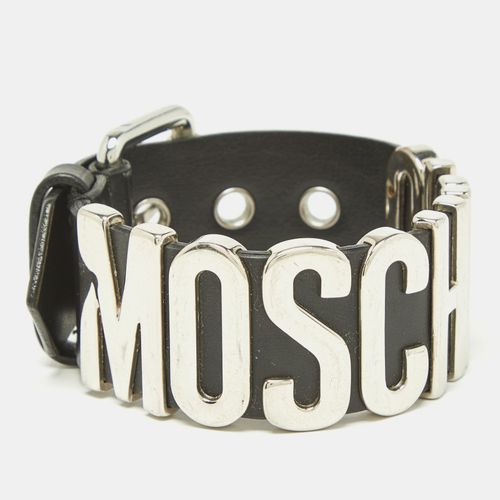 Moschino Black Leather Classic Logo Buckle Bracelet - Moschino - Modalova