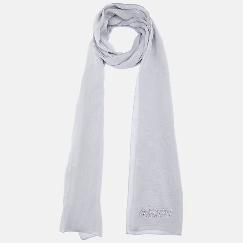 Moschino Light Grey Logo Detail Silk Stole - Moschino - Modalova