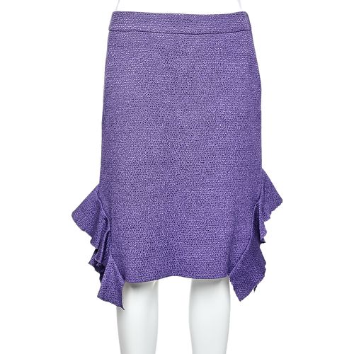 Moschino Purple Textured Wool & Silk Ruffled Mini Skirt M - Moschino - Modalova