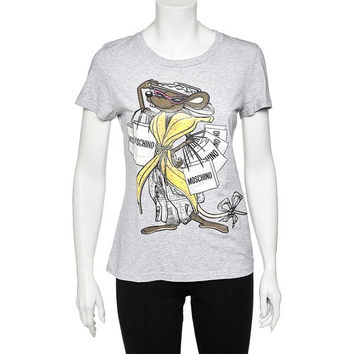 Moschino Grey Shopaholic Mouse Printed Cotton T-Shirt L - Moschino - Modalova