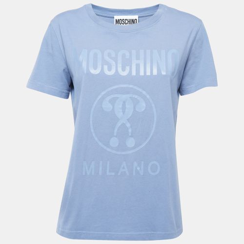 Moschino Blue Logo Print Cotton Crew Neck Short Sleeve T-Shirt M - Moschino - Modalova