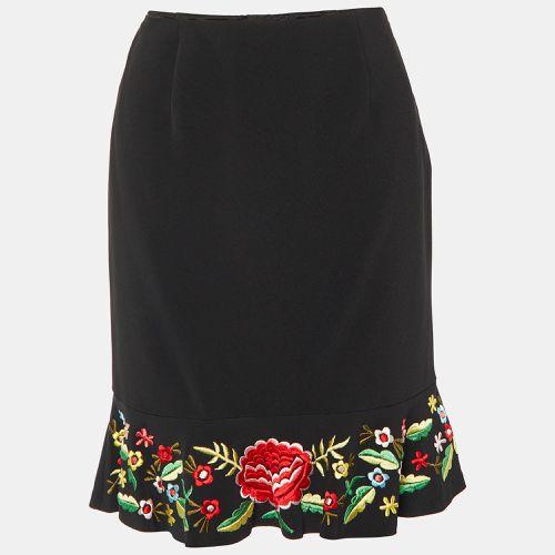 Moschino Black Crepe Embroidered Flared Hem Mini Skirt M - Moschino - Modalova