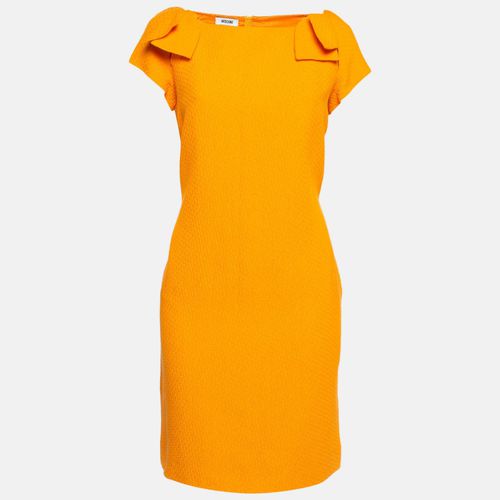 Moschino Orange Textured Cotton Blend Tulip Petal Sheath Dress M - Moschino - Modalova