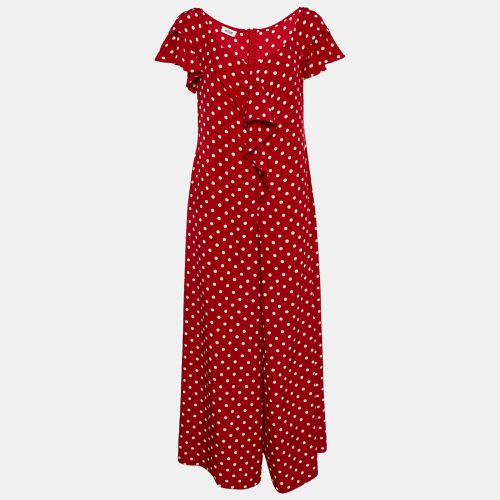 Moschino Red Polka Dot Print Silk Ruffled Jumpsuit L - Moschino - Modalova