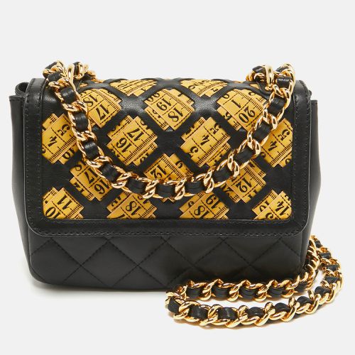 Moschino Black Leather Measuring Tape Chain Shoulder Bag - Moschino - Modalova