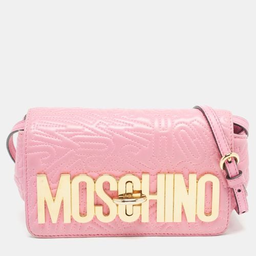 Moschino Pink Embossed Leather Logo Crossbody Bag - Moschino - Modalova