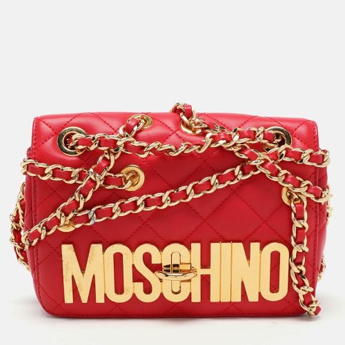 Moschino Red Quilted Leather Chain Detail Shoulder Bag - Moschino - Modalova