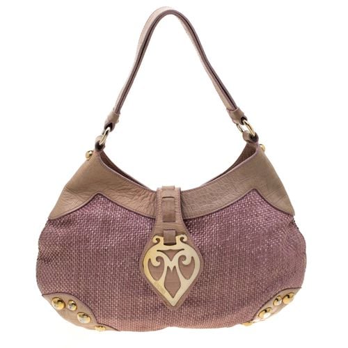 Beige Jute and Leather Hobo - Moschino - Modalova